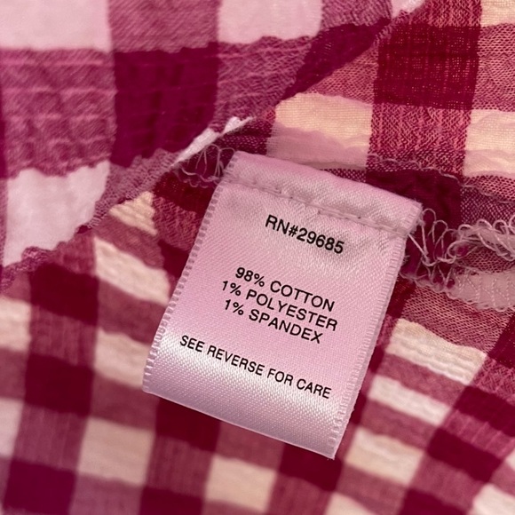 Vintage Pendleton gingham check gauzy reversed Peter Pan collar blouse size XL - Picture 8 of 13